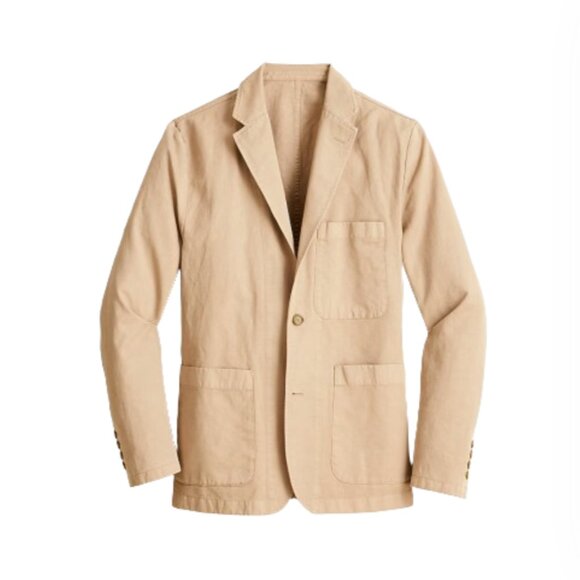 NWT JCREW Chore Blazer Sport Coat Jacket Mens 36 Khaki Tan Cotton Linen AX270